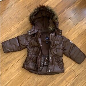 BABY GAP Girls Ski Parka Down Filled Brown sz 3Y